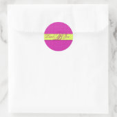 PixDezines DIY Polkadots/limoen groen+fuschia Ronde Sticker (Tas)