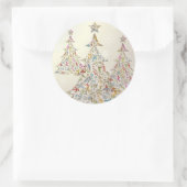 PixDezines DIY retro kerstbomen Ronde Sticker (Tas)