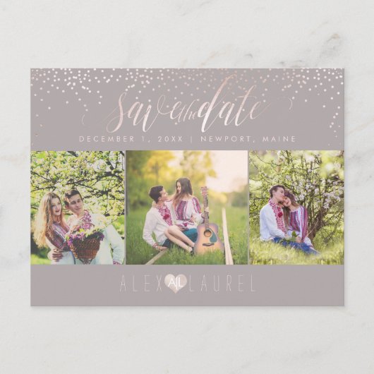 PixDezines DIY/Save the Date/Blush Confetti Briefkaart (Voorkant)