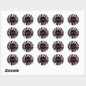 PixDezines DIY Zebra Patroon, Monogram Ronde Sticker (Vel)