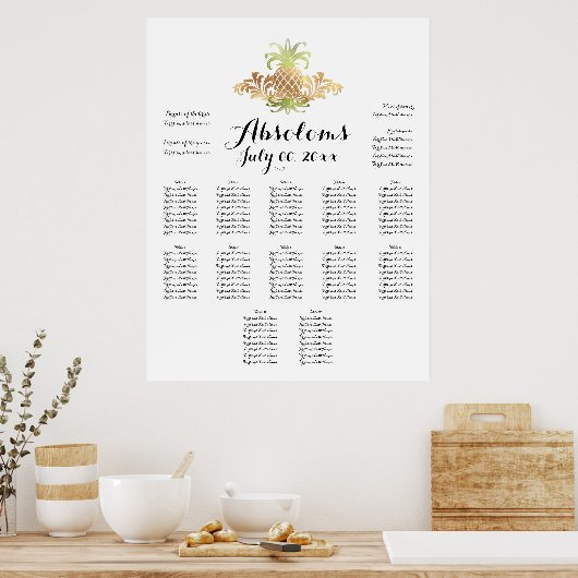 PixDezines DIYColor+Font/Pineappelstoel Poster (Keuken)
