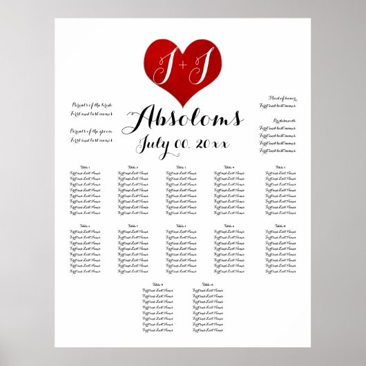 PixDezines DIYColor+Font/Red Heart/Zitplaats Poster (Voorkant)