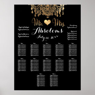 PixDezines DIYColor/Gold Chandelier/Heart/Zitplaat Poster