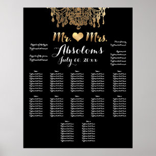 PixDezines DIYColor/Gold Chandelier/Heart/Zitplaat Poster