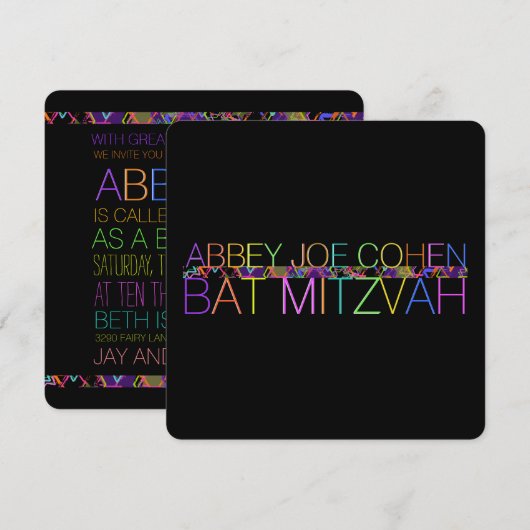 PixDezines DIYkleuren/neon/bat mitswa Kaart (Voorkant / Achterkant)