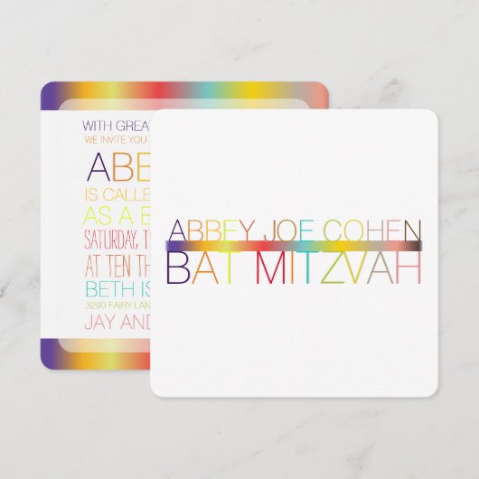 PixDezines DIYkleuren/typografie/bat mitswa Kaart (Voorkant / Achterkant)