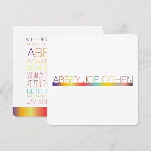 PixDezines DIYkleuren/typografie/bat mitswa Kaart (Voorkant / Achterkant)