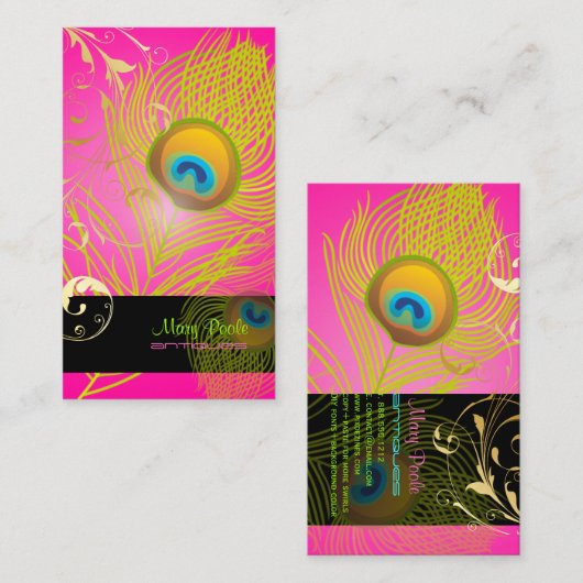 PixDezines doe-het-zelf achtergrond/pauw+filigraan Visitekaartje (Voorkant / Achterkant)