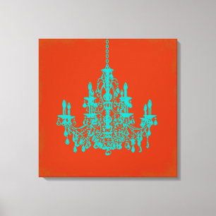 PixDezines doe-het-zelf achtergrond/turquoise kroo Canvas Afdruk