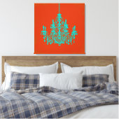 PixDezines doe-het-zelf achtergrond/turquoise kroo Canvas Afdruk (Insitu (Slaapkamer))