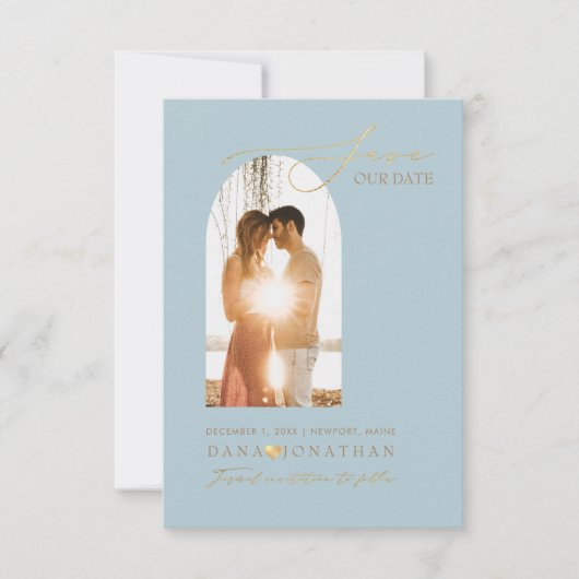 PixDezines Doe-het-zelf Kleur Boogframe Stof Blauw Save The Date (Voorkant)