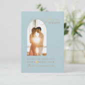 PixDezines Doe-het-zelf Kleur Boogframe Stof Blauw Save The Date (Staand voorkant)