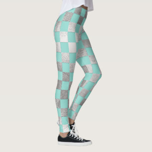 PixDezines doe-het-zelf kleur/faux zilver/schaakbo Leggings