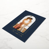 PixDezines doe-het-zelf kleur Leisteenblauwe Boog  Folie Uitnodiging (Gedraaid)