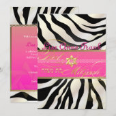 PixDezines doe-het-zelf kleur/Zebra, Bat Mitzvah Kaart (Voorkant / Achterkant)