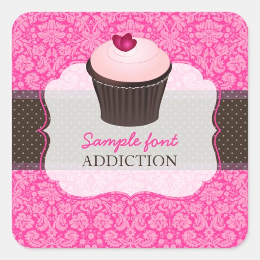 PixDezines doe-het-zelf kleuren, aardbei cupcake Vierkante Sticker (Voorkant)