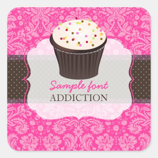PixDezines doe-het-zelf kleuren, bestrooien cupcak Vierkante Sticker (Voorkant)
