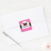 PixDezines doe-het-zelf kleuren, bestrooien cupcak Vierkante Sticker (Envelop)