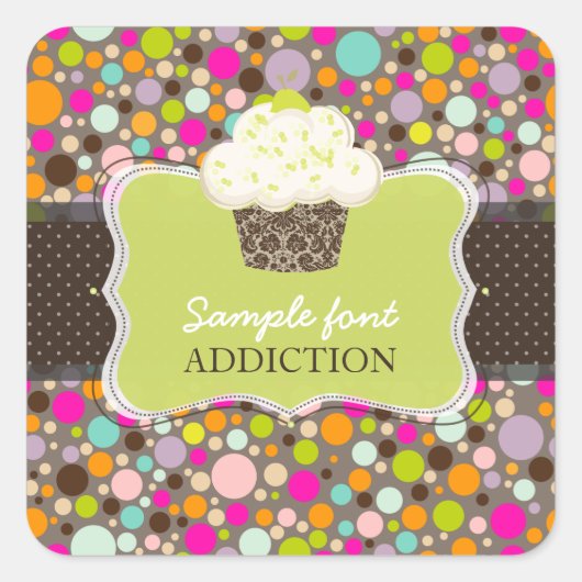 PixDezines doe-het-zelf kleuren/bubble gum+keylime Vierkante Sticker (Voorkant)