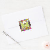 PixDezines doe-het-zelf kleuren/bubble gum+keylime Vierkante Sticker (Envelop)