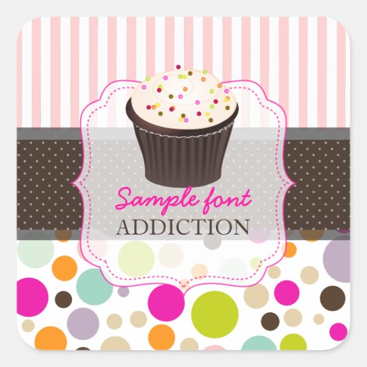 PixDezines doe-het-zelf kleuren/bubble gum+sprinkl Vierkante Sticker (Voorkant)