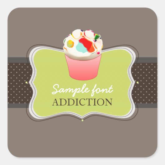 PixDezines doe-het-zelf kleuren, jelly bean cupcak Vierkante Sticker (Voorkant)