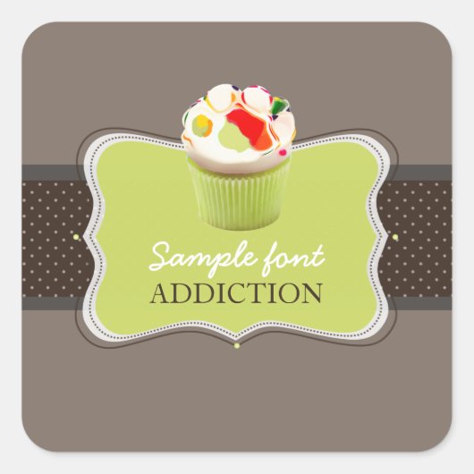 PixDezines doe-het-zelf kleuren, jelly bean cupcak Vierkante Sticker (Voorkant)