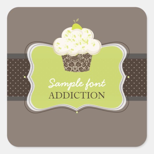 PixDezines doe-het-zelf kleuren, keylime cupcake Vierkante Sticker (Voorkant)