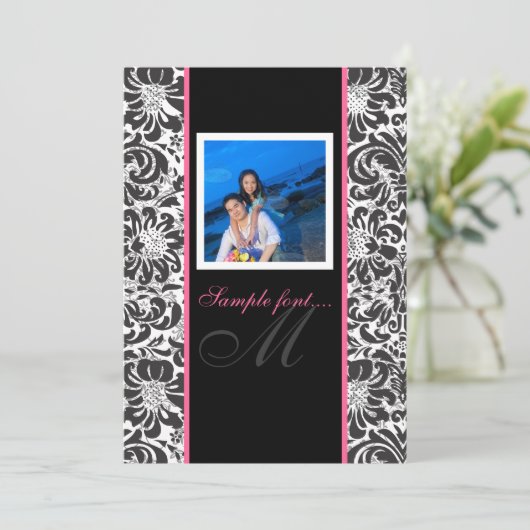 PixDezines doe-het-zelf.. monogram fidora damast Kaart (Staand voorkant)