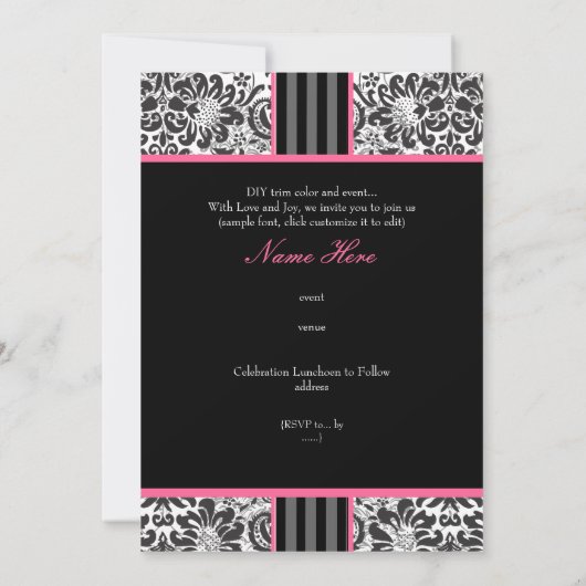 PixDezines doe-het-zelf.. monogram fidora damast Kaart (Achterkant)