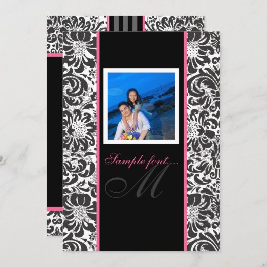 PixDezines doe-het-zelf.. monogram fidora damast Kaart (Voorkant / Achterkant)