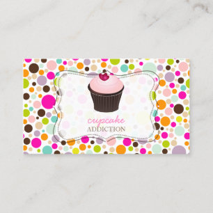 PixDezines doe-het-zelfcupcake+regenboog polka dot Visitekaartje