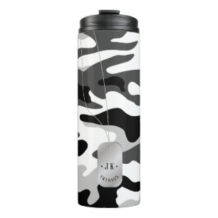 PixDezines Dogtag Monogram Arctic White Camouflage Thermosbeker