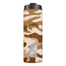 PixDezines Dogtag Monogram Desert Sand Camouflage Thermosbeker
