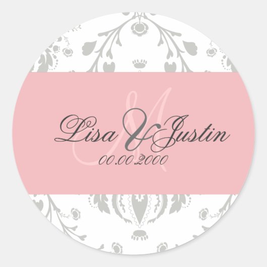 PixDezines dolcé damask doe-het-zelf kleur Ronde Sticker (Voorkant)