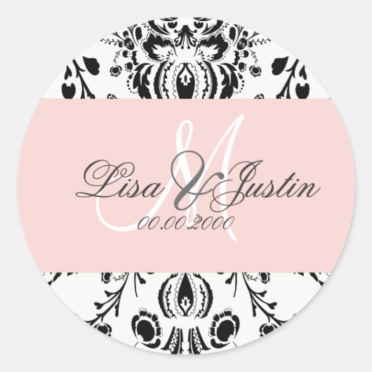 PixDezines dolcé damask doe-het-zelf kleur Ronde Sticker (Voorkant)