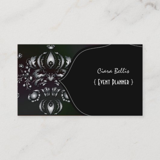 PixDezines Dolcè Damask/Nepzilver Visitekaartje (Voorkant)