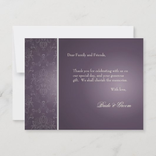 PixDezines Dolcè Damask/Plum+Ivory Grey Bedankkaart (Achterkant)