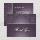 PixDezines Dolcè Damask/Plum+Ivory Grey Bedankkaart (Voorkant / Achterkant)