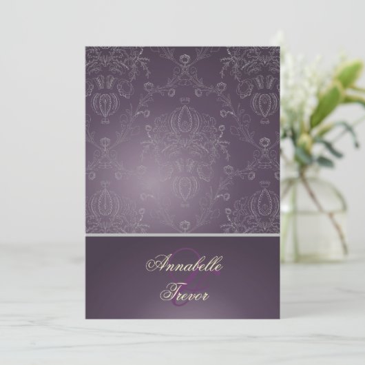 PixDezines Dolcè Damask/Plum+Silvery Grey Kaart (Staand voorkant)