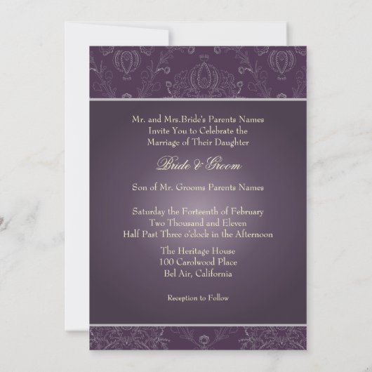 PixDezines Dolcè Damask/Plum+Silvery Grey Kaart (Achterkant)