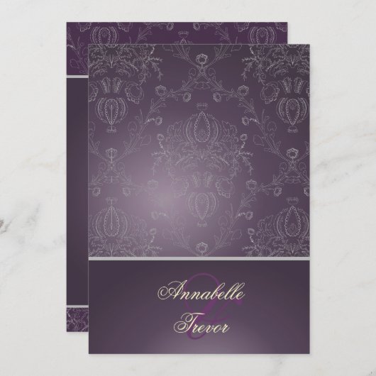 PixDezines Dolcè Damask/Plum+Silvery Grey Kaart (Voorkant / Achterkant)