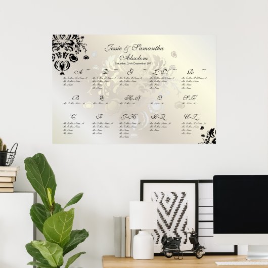 PixDezines Dolcè Damask/Seating Chart/Alpha Poster (Thuiskantoor)