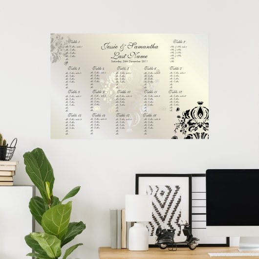 PixDezines Dolcè Damask/Table #s/DIY font Poster (Thuiskantoor)