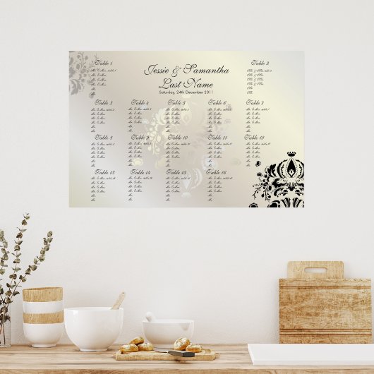 PixDezines Dolcè Damask/Table #s/DIY font Poster (Keuken)