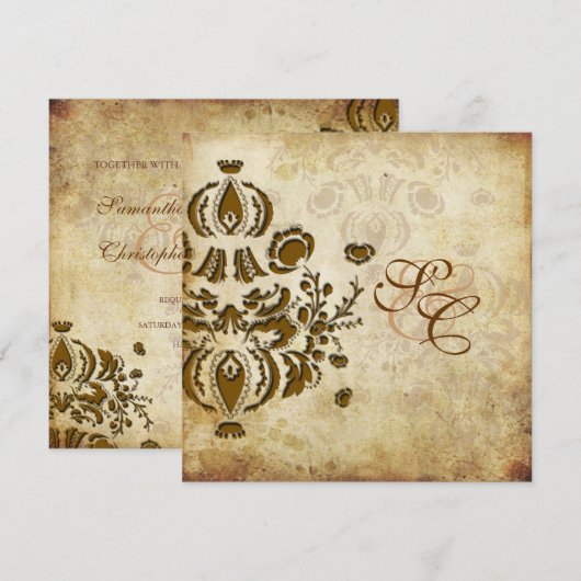 PixDezines Dolcè Damask-uitnodigingen Kaart (Voorkant / Achterkant)