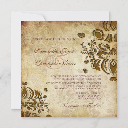 PixDezines  Dolcè Damask-uitnodigingen Kaart (Achterkant)