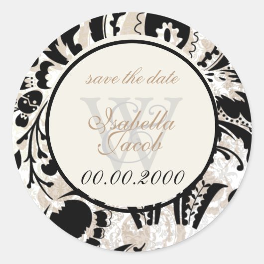 PixDezines dolcé damast diy kleur Ronde Sticker (Voorkant)