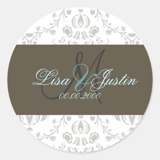 PixDezines dolcé damast diy kleur Ronde Sticker (Voorkant)