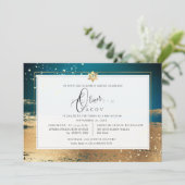 PixDezines DONKER BLAUWGROEN GOUDEN BORSTELSLAG Mi Kaart (Staand voorkant)